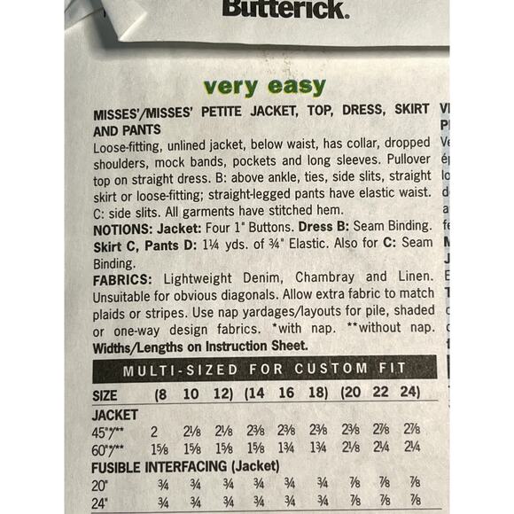 Butterick 3530 pattern top pants dress jacket sz 8 10 12 - Picture 6 of 11